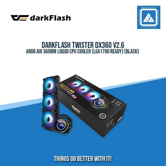 DARKFLASH TWISTER DX360 V2.6 ARGB AIO 360MM LIQUID CPU COOLER (LGA1700 READY) DARKFLASH TWISTER DX360 V2.6 ARGB AIO 360MM LIQUID CPU COOLER (LGA1700 READY)